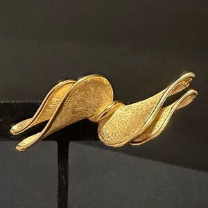 Monet Gold Wave Clip-On Earrings